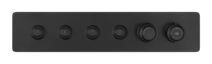 Термостат Gessi HI-FI Eclectic, встраиваемый, до 4 функций одновременно, с кнопками вкл/выкл, внешняя часть, цвет Black Metal PVD