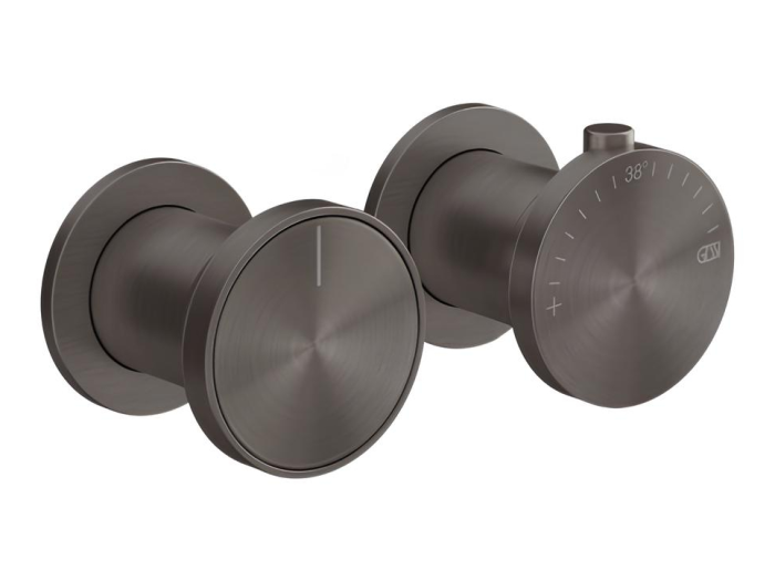 На изображении товар Термостат Gessi Origini, настенный, на 2 выхода, цвет Black Metal Brushed PVD от официального представителя в Москве