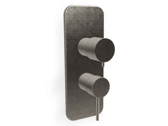 На изображении товар Смеситель встраиваемый Carlo Frattini Spillo Up с переключателем на 2/3 источника, внешняя часть, цвет никель брашированный от официального представителя в Москве