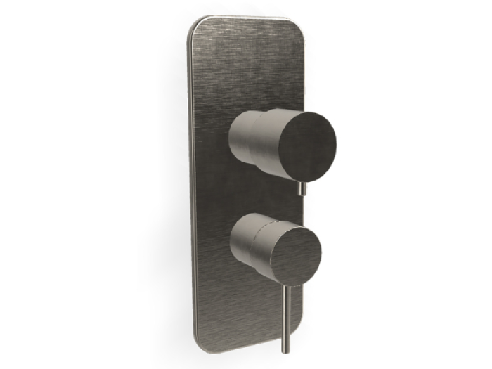 На изображении товар Смеситель встраиваемый Carlo Frattini Spillo Up с переключателем на 2/3 источника, внешняя часть, цвет никель брашированный от официального представителя в Москве