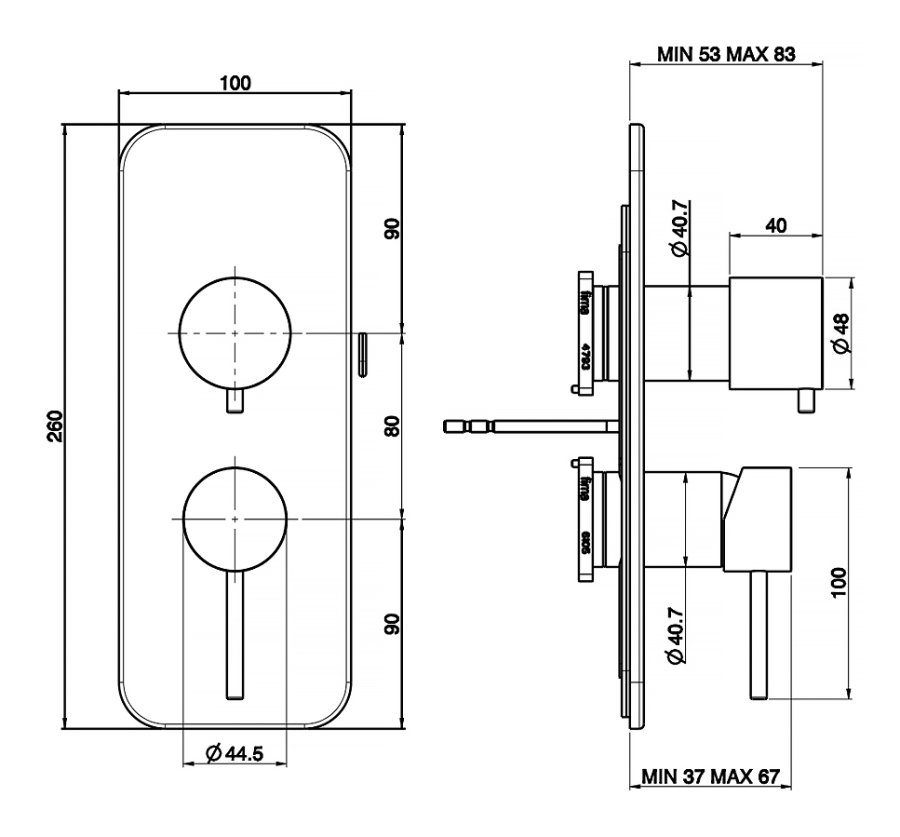 Смеситель встраиваемый Carlo Frattini Spillo Up с переключателем на 2/3 источника, внешняя часть, цвет никель брашированный - изображение 6