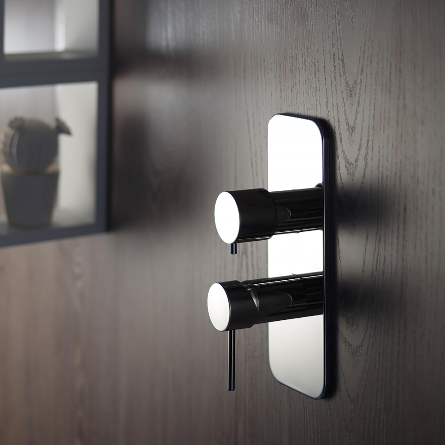 Смеситель встраиваемый Carlo Frattini Spillo Up с переключателем на 2/3 источника, внешняя часть, цвет никель брашированный - изображение 1