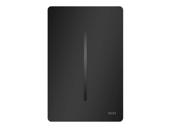 На изображении товар Панель смыва TECEfilo-Solid бесконтактного инфракрасного смыва для писсуара, цвет чёрный матовый от официального представителя в Москве