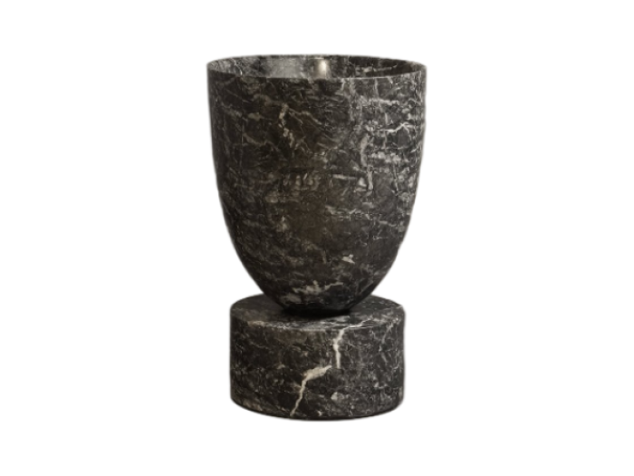 На изображении товар Раковина Antonio Lupi Arcadia, напольная, Ø550хH850 мм, со сливом в пол, самотечным донным клапаном, сифоном и жесткой трубой, мрамор Grigio Lavico от официального представителя в Москве