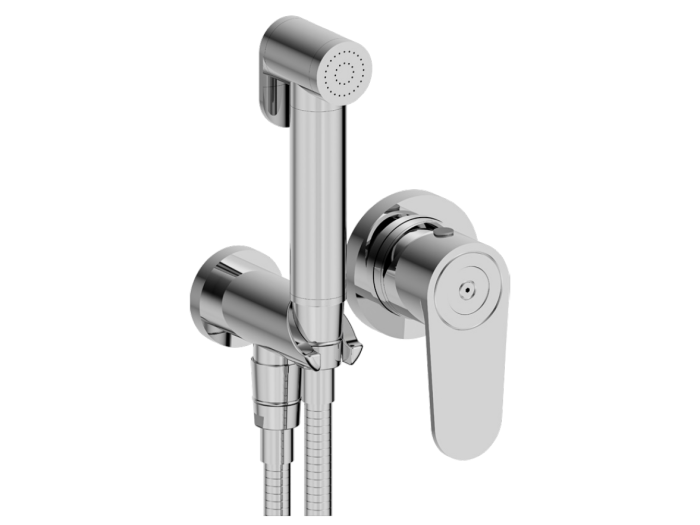 На фото Гигиенический душ THG Zoom в комплекте со встраиваемым смесителем, внешняя часть, цвет Graphite PVD На изображении товар Гигиенический душ THG Zoom в комплекте со встраиваемым смесителем, внешняя часть, цвет Graphite PVD от официального представителя в Москве