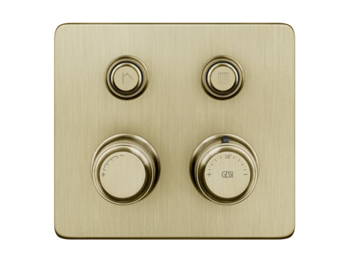 Термостат Gessi HI-FI, до 2-х функций одновременно, настенный, встраиваемый, цвет Brass Brushed PVD