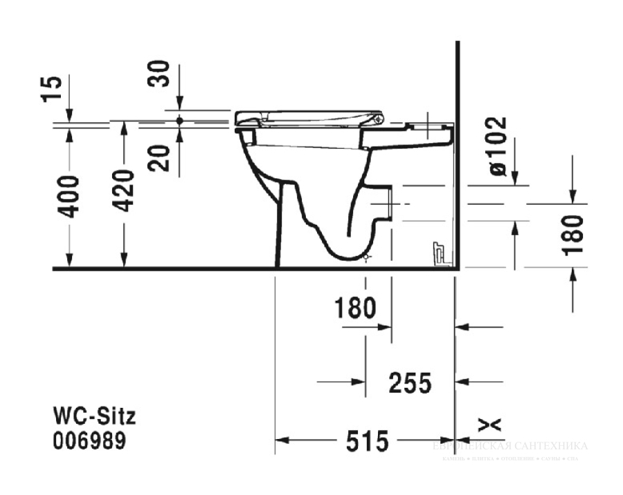 Унитаз Duravit Darling New напольный, 370 x 630 мм, цвет белый c покрытием WonderGliss - изображение 6