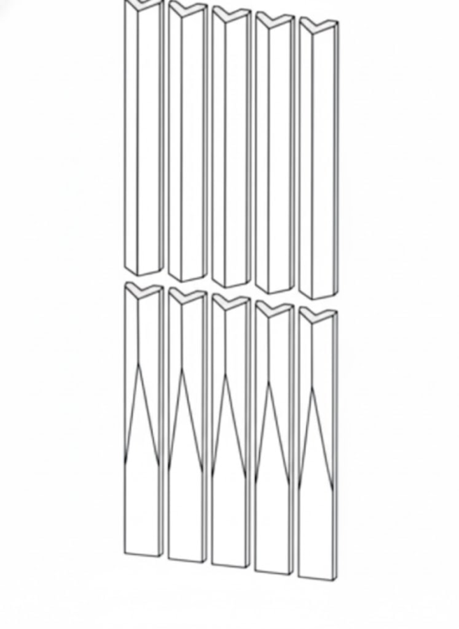 Etruria Керамическая плитка TOWER 3.8X30 Raccordo Piano/Prisma + Prisma Aluminium Matt Montato Su Rete 16X30