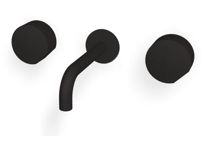 На изображении товар Смеситель для раковины Carlo Frattini SO, настенный, без ручек, с донным клапаном Click-Clack, L-159 мм, внешняя часть, цвет чёрный матовый от официального представителя в Москве