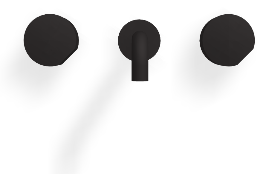 Смеситель для раковины Carlo Frattini SO, настенный, без ручек, с донным клапаном Click-Clack, L-159 мм, внешняя часть, цвет чёрный матовый - изображение 1