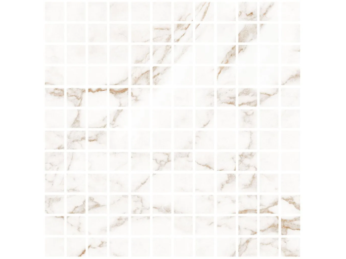 На изображении товар Living Ceramics Керамогранит Blanc Statuario Gold Mosaic 25 Soft textured 29,8x29,8 от официального представителя в Москве