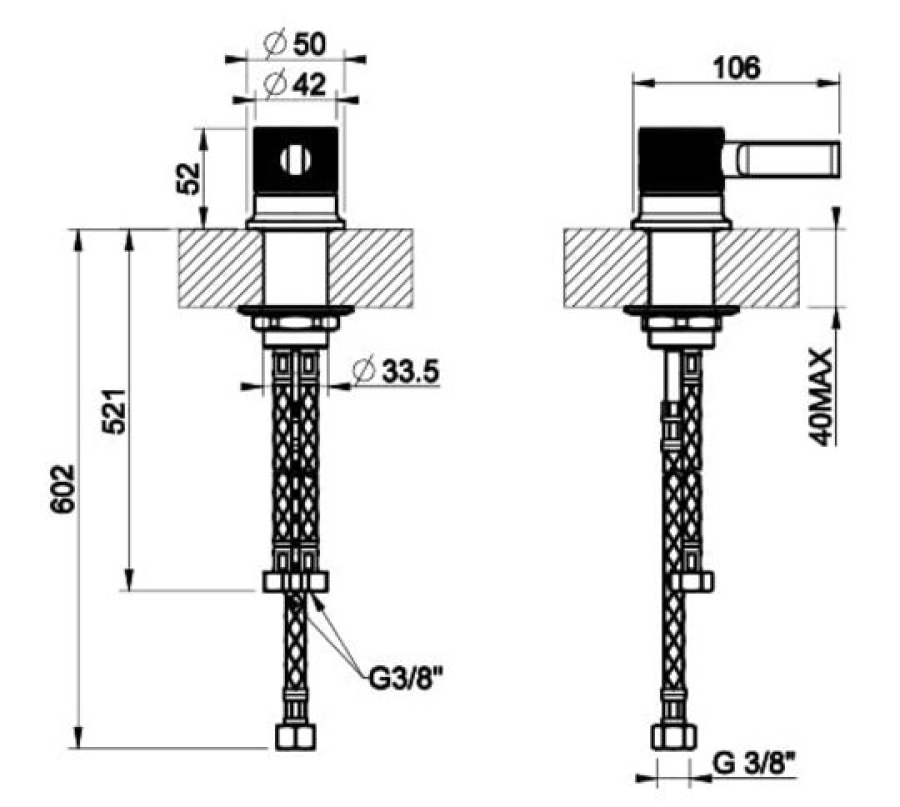 Cмеситель Gessi Inciso, удалённого управления, внешняя часть, цвет Black Metal Brushed PVD - изображение 2