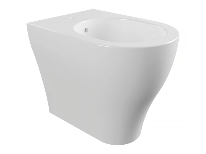 На изображении товар Биде Flaminia App напольное приставное, 520x360 мм, 1 отверстие для смесителя, цвет белый от официального представителя в Москве