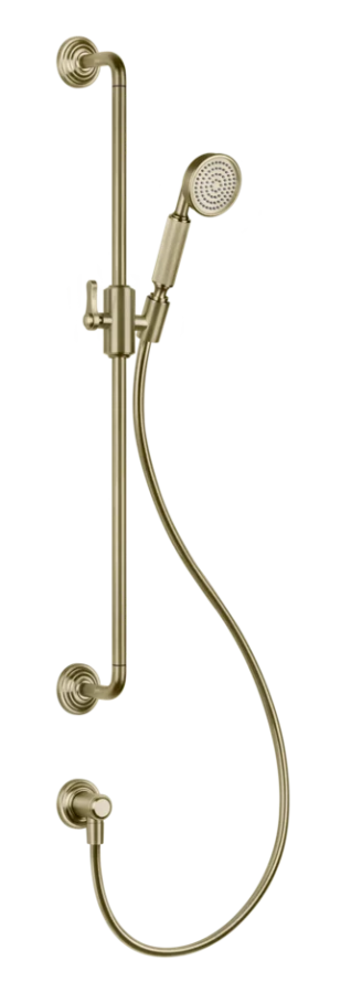 Штанга Gessi Venti20, с душевой лейкой, шлангом и выводом воды, h800 мм, цвет Brushed Brass PVD