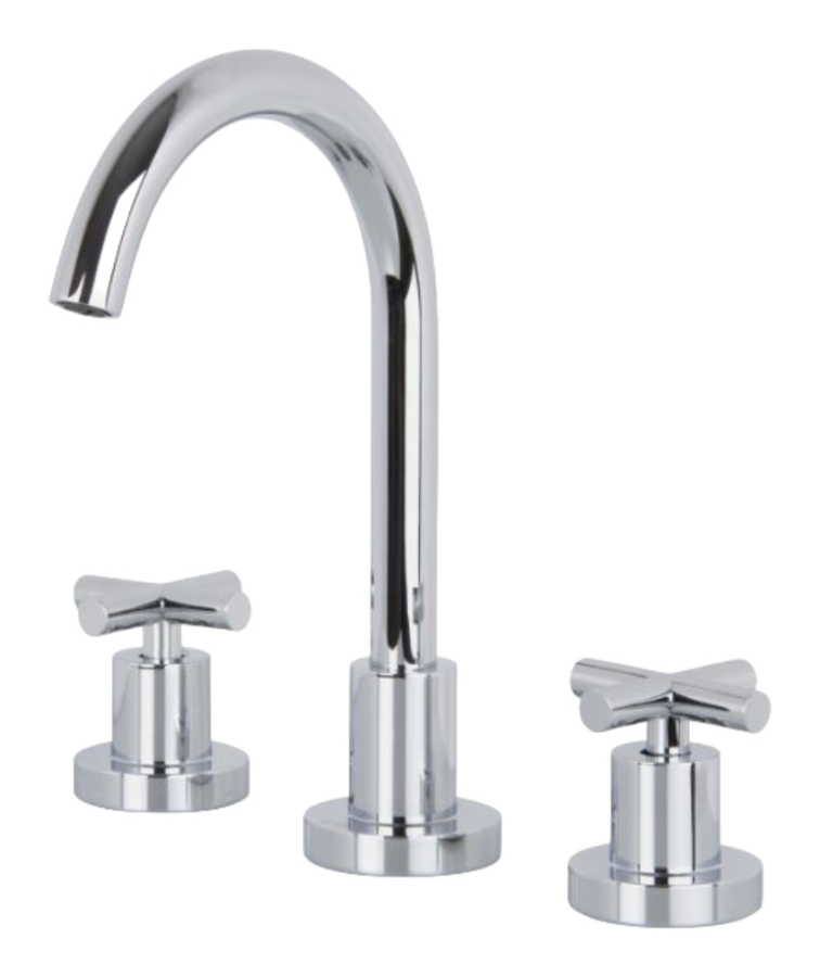 Смеситель для раковины Carlo Frattini Maxima, двухвентильный, с вращающимся изливом, 2 гибкими шлангами, донным клапаном 1"1/4, цвет брашированная шампань