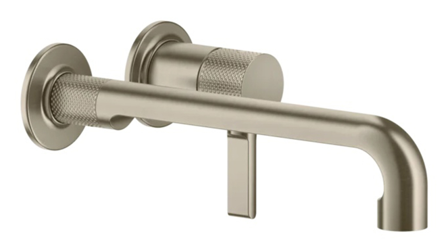 Смеситель для раковины Gessi Incisо, настенный, с длинным изливом, без донного клапана, внешняя часть, цвет Finox Brushed Nickel