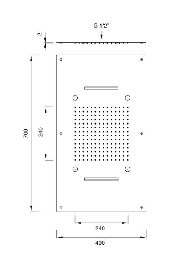 Верхний душ CEA Design Acqua E Luce, встраиваемый, 400х700 мм, 3 режима, сталь, цвет Black Diamond полированный - изображение 2