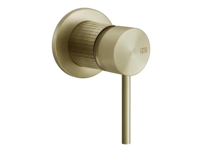 На изображении товар Смеситель Gessi316, однорычажный, на 1 выход, встраиваемый, ⌀65хh114 мм, внешняя часть, цвет Brass Brushed PVD от официального представителя в Москве