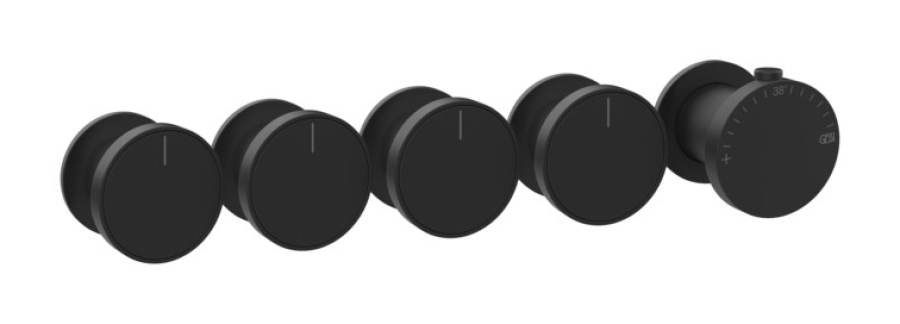 Термостат Gessi Origini, с 4 независимыми выходами, встраиваемый, внешняя часть, цвет Matte Black