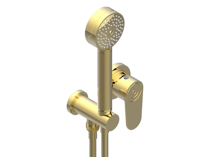 На фото Смеситель для душа THG Zoom, с душевым гарнитуром, встраиваемый, внешняя часть, цвет Polished gold На изображении товар Смеситель для душа THG Zoom, с душевым гарнитуром, встраиваемый, внешняя часть, цвет Polished gold от официального представителя в Москве