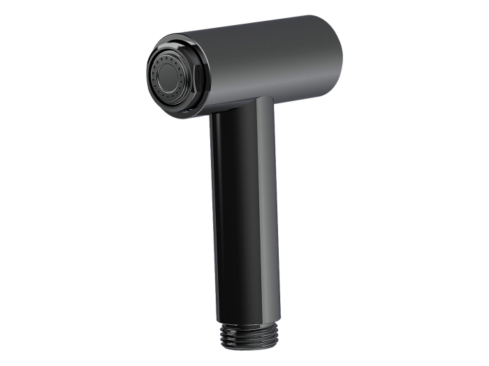 На изображении товар Лейка с нажимной кнопкой Carlo Frattini Collettivita79x115 мм, ручная, цвет брашированный чёрный хром от официального представителя в Москве