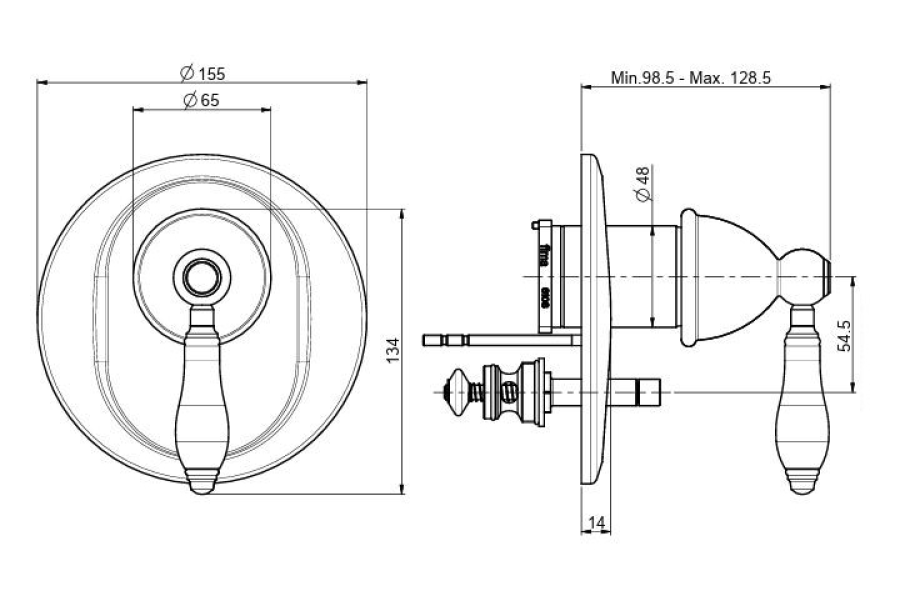 Смеситель Carlo Frattini Herend, с переключателем на 2 источника, Ø155 мм, внешняя часть, цвет золото - изображение 1