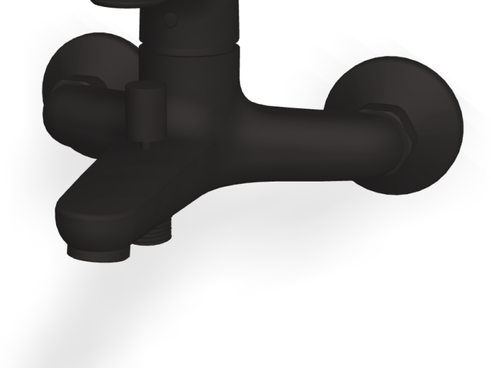 На изображении товар Смеситель для ванны Carlo Frattini Serie 22, однорычажный, настенный, без ручного душа, с переключателем, Н-111 мм, цвет чёрный матовый от официального представителя в Москве