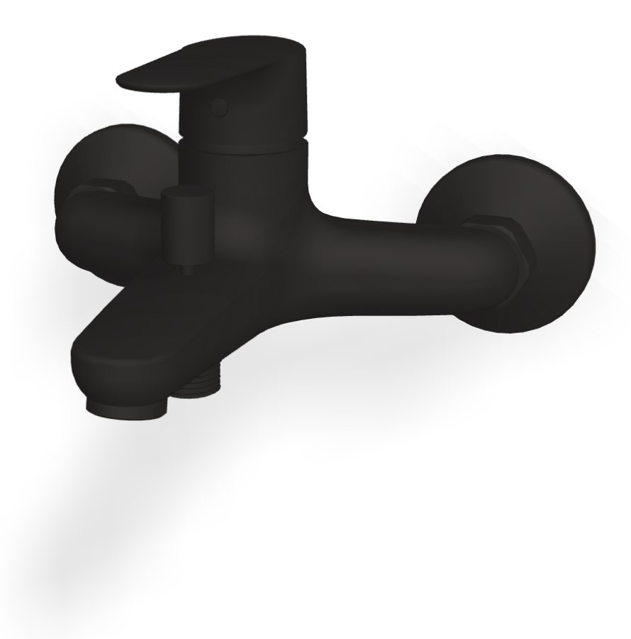 Смеситель для ванны Carlo Frattini Serie 22, однорычажный, настенный, без ручного душа, с переключателем, Н-111 мм, цвет чёрный матовый