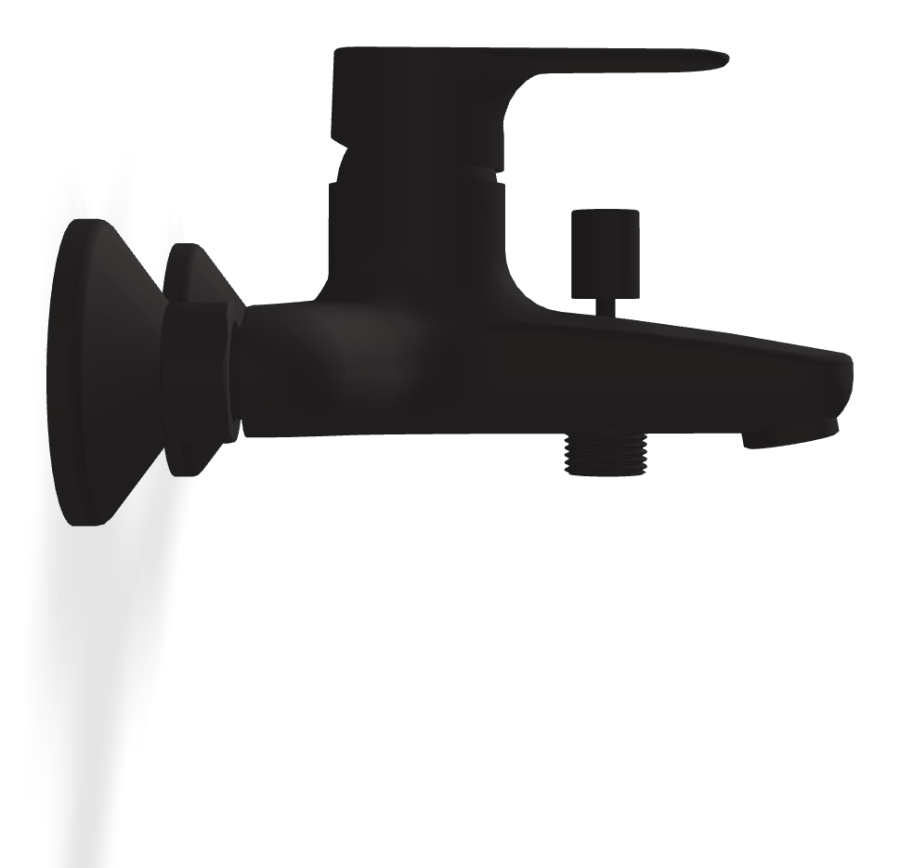 Смеситель для ванны Carlo Frattini Serie 22, однорычажный, настенный, без ручного душа, с переключателем, Н-111 мм, цвет чёрный матовый - изображение 2