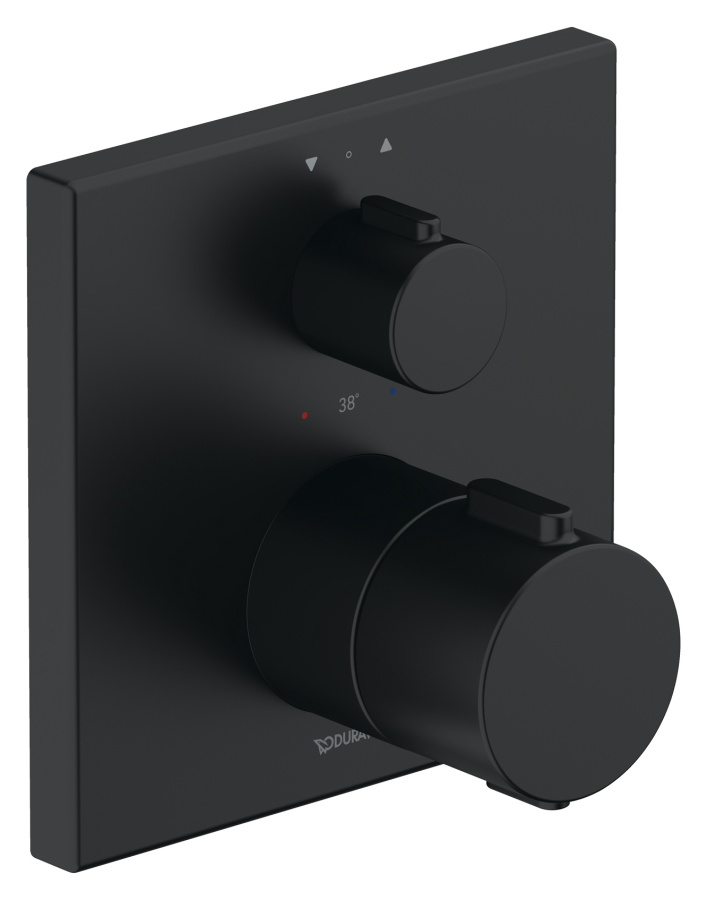 Термостат Duravit Thermostatic, на 2 потребителя, квадратная накладка 150х150 мм, латунь, внешняя часть, цвет чёрный матовый