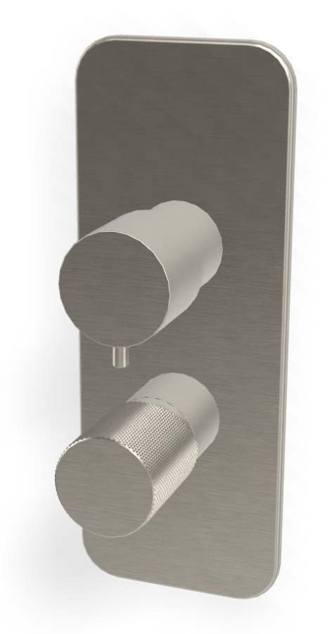 Смеситель для ванны/душа Carlo Frattini Spillo Tech, ручка G Collection, с переключателем на 2/3 потребителя, Н-260 мм, внешняя часть, цвет никель брашированный