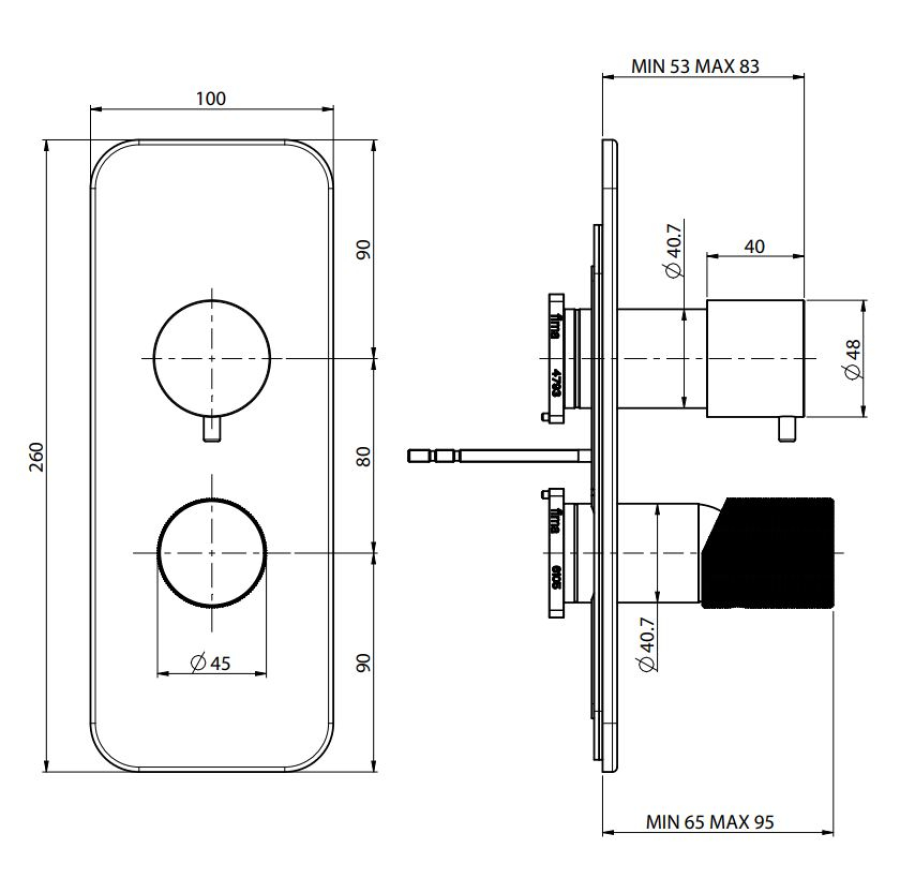 Смеситель для ванны/душа Carlo Frattini Spillo Tech, ручка G Collection, с переключателем на 2/3 потребителя, Н-260 мм, внешняя часть, цвет никель брашированный - изображение 3