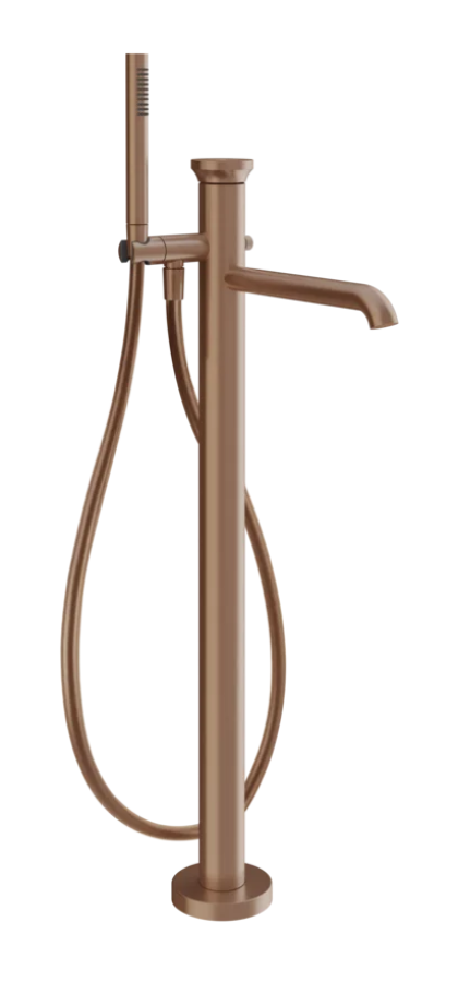 Смеситель для ванны Gessi Origini, напольный, с душевой лейкой, внешняя часть, цвет Copper Brushed PVD