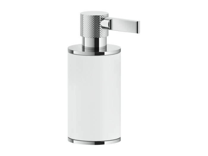 На изображении товар Дозатор Gessi Inciso, ø75х191 мм, настольный, цвет White/Chrome от официального представителя в Москве