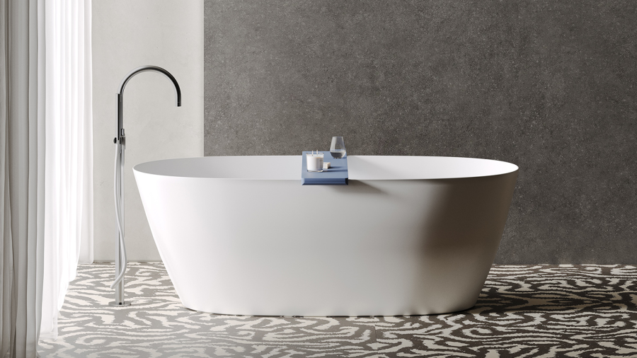 Полка для ванны Gabbiano Basic 900х200х72 мм, специальная выемка для бокала, S-Stone, цвет матовый белый - изображение 4