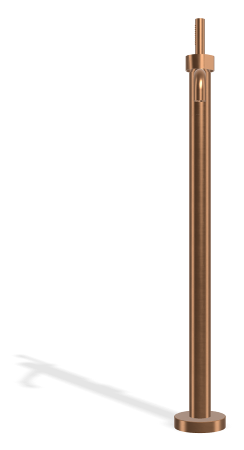 Смеситель для ванны Carlo Frattini SO, напольный, с гибким шлангом хромалюкс 1500 мм, переключателем, ручным душем, без ручек, внешняя часть, цвет брашированная янтарная бронза - изображение 1
