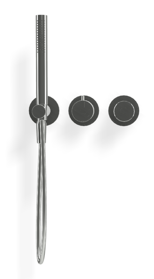 Смеситель для душа Carlo Frattini Spillo Tech, ручка X Collection, на 2 потребителя, с ручным душем, гибким шлангом хромалюкс 1500 мм, внешняя часть, цвет хром - изображение 1