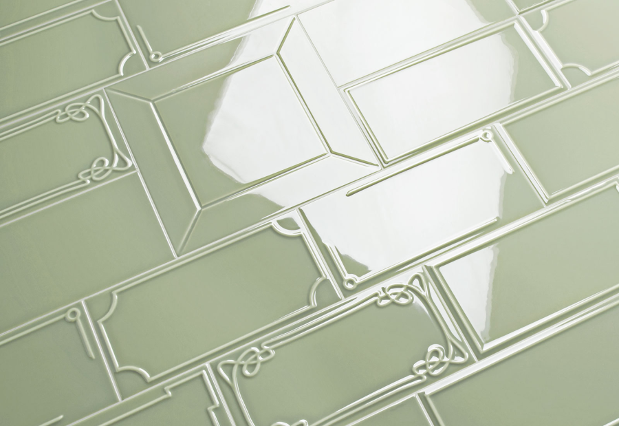 Etruria Керамическая плитка ART DÉCO 12.4X25 Vector Frame B Moss Green - изображение 1