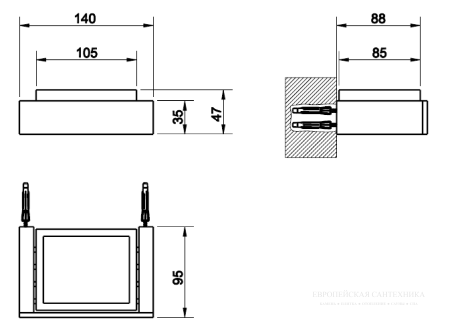 Мыльница Gessi, настенная, чёрный композитный материал, цвет Finox Brushed Nickel - изображение 1