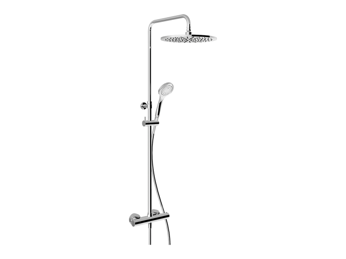 На изображении товар Душевая колонна Gessi Minimalistic Shower, h1142 мм, термостат, верхний душ, ручная лейка, цвет Chrome от официального представителя в Москве