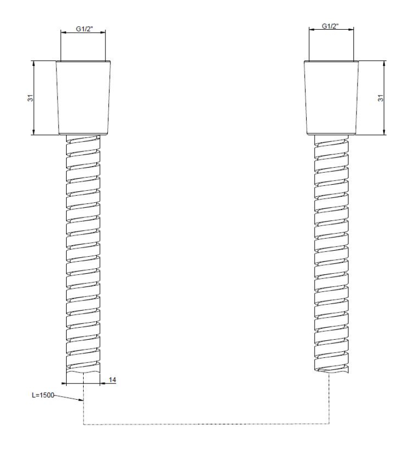 Шланг Gessi Technical Accessories, двойной фальцовки, длина 1500 мм, цвет Copper PVD - изображение 1