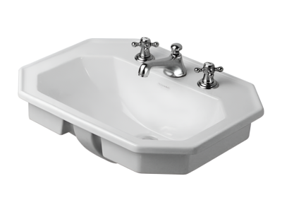 Раковина Duravit Series 1930, встраиваемая сверху, 580х470 мм, с 3 отверстиями под смеситель, цвет белый глянцевый