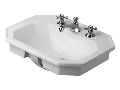 Раковина Duravit Series 1930, встраиваемая сверху, 580х470 мм, с 3 отверстиями под смеситель, цвет белый глянцевый