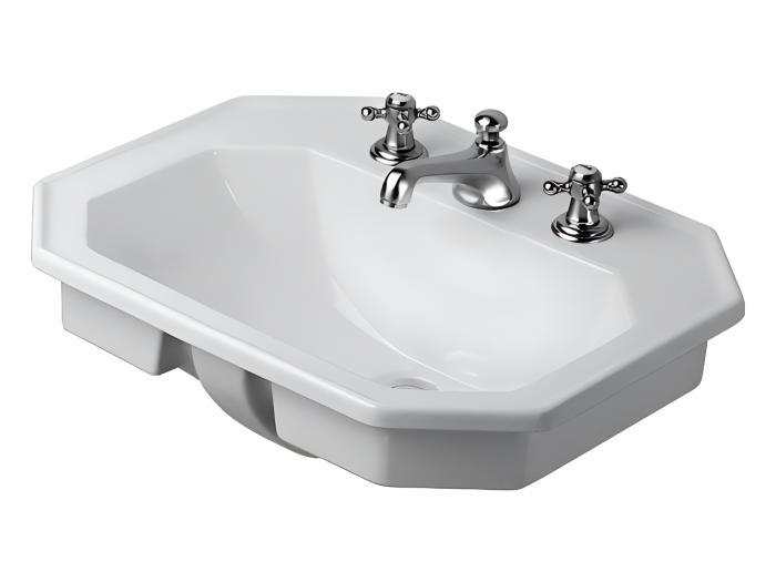 На изображении товар Раковина Duravit Series 1930, встраиваемая сверху, 580х470 мм, с 3 отверстиями под смеситель, цвет белый глянцевый от официального представителя в Москве
