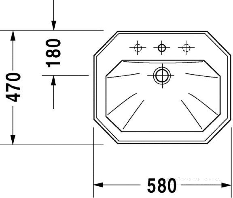Раковина Duravit Series 1930, встраиваемая сверху, 580х470 мм, с 3 отверстиями под смеситель, цвет белый глянцевый - изображение 1