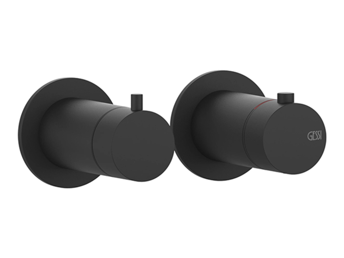 На изображении товар Термостат для душа Gessi316, на 1 выход, внешние части, цвет Matte Black от официального представителя в Москве