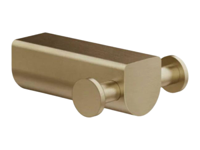 На изображении товар Крючок Gessi Rilievo, настенный, двойной, ширина 66 мм, цвет Warm Bronze Brushed PVD от официального представителя в Москве