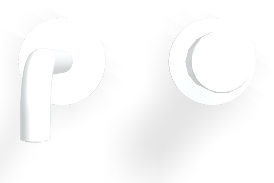 Смеситель для раковины Carlo Frattini Spillo Tech, ручка V Collection, настенный, с донным клапаном Click-Clack, излив 150 мм, внешняя часть, цвет белый матовый - изображение 1