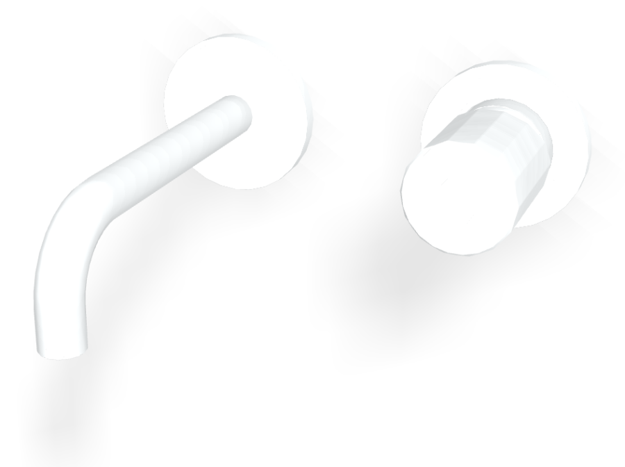 Смеситель для раковины Carlo Frattini Spillo Tech, ручка V Collection, настенный, с донным клапаном Click-Clack, излив 150 мм, внешняя часть, цвет белый матовый