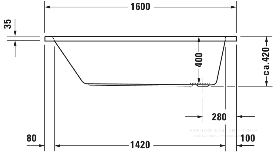 Ванна встраиваемая Duravit D-Code, 1600 x 700 мм, акриловая, цвет белый - изображение 9